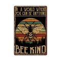 Vintage metal garden sign featuring a bee and sunset with Bee Kind inspirational quote - 11740(6)