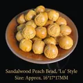Perle sculptée en bois de santal vert en forme de pêche pour la création de bijoux - Amulette de Prospérité de Pêche en Bois de Santal