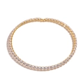 Macro shot of gold plated necklace featuring heart-shaped cubic zirconia crystals - Gold White Zirconia Heart Necklace