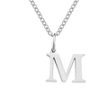 Silver-toned stainless steel initial necklace with capital letter M pendant charm - Letter M / Steel Color