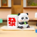 Creative panda figurine holding bamboo next to a white Mahjong tile with red Fa character - A158 Happy Mahjong FA