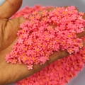 Pink resin 3D cherry blossom nail charms with yellow stamens for manicure art - Rose Red