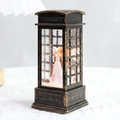 Vintage bronze telephone booth Christmas light with angel and shimmering snow inside - Antique Bronze Booth Water Angel