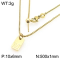 Gold stainless steel box chain necklace with rectangle letter M engraved pendant - Gold Letter M Style (KN293705-Z)