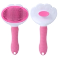 Pink cat paw shaped self-cleaning pet grooming brush with stainless steel needles - Cat Claw Style / Pink