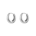 Minimalistische silberne klobige Wassertropfen-Ohrringe mit poliertem Metall-Finish - Stahlfarbe