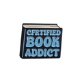Certified Book Addict enamel pin badge with blue and black metal book design - Certified Book Addict (QHXZ1155)