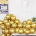 Set of premium metallic gold chrome latex balloons for birthday and wedding party decor - Metallic Gold - Small