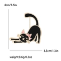Broche de gato de esmalte negro y dorado con medidas de 4 cm de alto y 8,6 g de peso - Negro