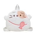 White plush cartoon cat backpack for kids featuring a pink fish detail and soft texture - White Cat