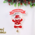 Weihnachtsschneemann-Anhänger mit roter Karo-Mütze, Glocke und Feliz Navidad Banner - Weihnachtsanhänger Schneemann