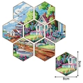 DIY diamond painting coaster set featuring natural landscape designs in hexagonal shape - BD881 Landscape Series / No Holder / OPP Bag