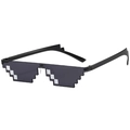 Thug Life black pixel style sunglasses with white decorative square patterns - Integrated Nose Bridge / Black Single Row