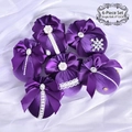 Set of 6 luxury purple velvet 8cm Christmas balls with lace, pearls and diamonds - Set of 6 / Purple