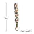 Handmade woven daisy lanyard in white and yellow with golden metal ring, 18cm 20g - White & Yellow