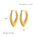 Golden C-shaped geometric earrings in stainless steel with hammered texture detail - Gold LE3484