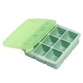 Light green bear-shaped silicone mold with 9 compartments and matching lid for baby food - Small 9-Hole Supplement Grid / Sage Green