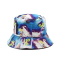 Dettaglio del cappello alla pescatora colorato con motivi astratti e tesa rinforzata - Taglia unica / Motivo Marmo Blu e Viola (07)