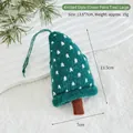 Green knitted Christmas tree ornament with white polka dots and hanging loop - Knitted Green Polka Dot Tree (Large)