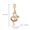 Detailed view of a gold snake pendant with red rhinestones and lobster clasp dimensions - Snake Pendant with Red Rhinestone Eyes