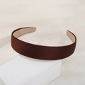 Classic dark brown satin headband with soft non-slip inner lining for a sweet look - Dark Coffee