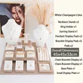 White and champagne brushed metal jewelry display set with 17 pieces for boutique counters - Jewelry Display Set B3 (White & Champagne)