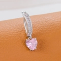 Pink heart-shaped navel ring with silver-plated stainless steel and crystal accents - Single Heart 7.0 (Silver Pink)