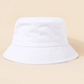 Classic white cotton bucket hat with multi-row stitching on the brim for sun protection - White