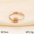 Rose gold minimalist cat paw open ring in titanium steel, 7mm width and 1.3g weight - US 6 / Style A Brushed Cat Paw (KR103463-GC) / Rose Gold