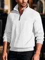 Dettaglio maglione in maglia bianca con collo alto a zip e trame a treccia fitte - Taglia S / Top / Bianco