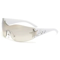 Y2K frameless star sunglasses with white frame and light champagne mirrored lenses - White Frame Light Silver Mirror Lenses