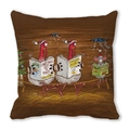 Christmas tree pillow cover in brown peach skin fabric with funny holiday newspaper print - 18x18 Inch / 32