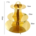 Three-tier golden cardstock cake stand with 16cm 23cm and 30cm tray dimensions - Three-layer Gold