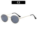 Vintage oval sunglasses with a gold metal frame and dark gray lenses for classic style - Gold Frame Grey Lens