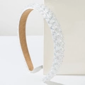Cerchietto lussuoso con perle di cristallo bianco e pietre sfaccettate per capelli - Bianco