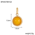 Detail view of a yellow stone pendant with dimensions 1.3cm by 1.0cm and 2.0g weight - Amber/Gold