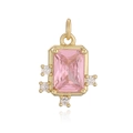 Creative gold ocean shell pendant featuring a large pink gemstone and clear crystals - 14-Pink Rectangular Gem