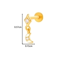 Gold labret earring with diamond shape and crescent moon charm including dimensions - 0194-3# Gold Moon Rhombus Dangle