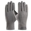 Gants tactiles d'hiver gris avec doublure en laine de lapin et design coupe-vent - Étiquette Cerf - Poil de Lapin Gris