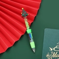 Christmas multi-color ballpoint pen with green quicksand glitter and a small tree topper - Series 6 - Christmas Tree