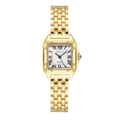 Elegant gold stainless steel square quartz watch for women with Roman numeral dial - Gold