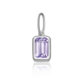 S925 sterling silver necklace pendant featuring a rectangular purple zircon stone - Platinum-December