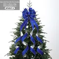 Grande fiocco blu in velluto per puntale dell'albero di Natale con nastro argento - L29*L130cm / Blu Fondo Argento
