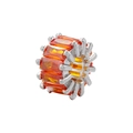 Macro detail of 18K gold plated barrel bead with colorful orange zircon inlay for DIY jewelry - Platinum Orange Zirconia
