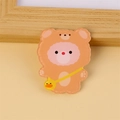 Cute brown acrylic cartoon bear badge with a yellow duck bag for bag decoration - Kindergarten Bear