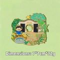 Shaoxing Lu Xun garden enamel magnet featuring stone arch and willow 7x7cm 32g - Baicaoyuan Garden - Blue Clothing Character Style