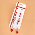 6-pair Christmas themed earring set featuring Santa, snowflakes, and festive red designs - Christmas Earring Set (HZS2309-3)