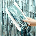 Light blue metallic foil fringe curtain roll for wedding party backdrop decoration - 1m x 2m / Light Blue