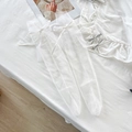 Calcetines blancos de organza transparente con lazo de satén y estilo tipo Lolita - Blanco Lazo Único