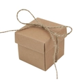 Eco-friendly brown kraft paper square gift box with natural twine bow for candy and party favors - Natural Twine / Natural Kraft Color